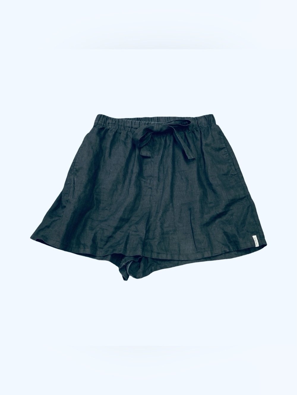 Rhythm 100% Linen Black Tie Waist Shorts With Pockets Size 6